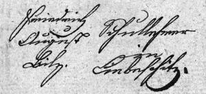 Friedrich August Bilz, geb. 1761; Unterschrift